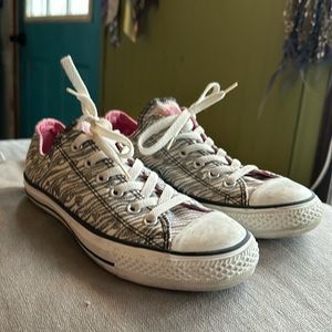 Converse All Star Silver Glitter Zebra Stripe Sneakers Size 7